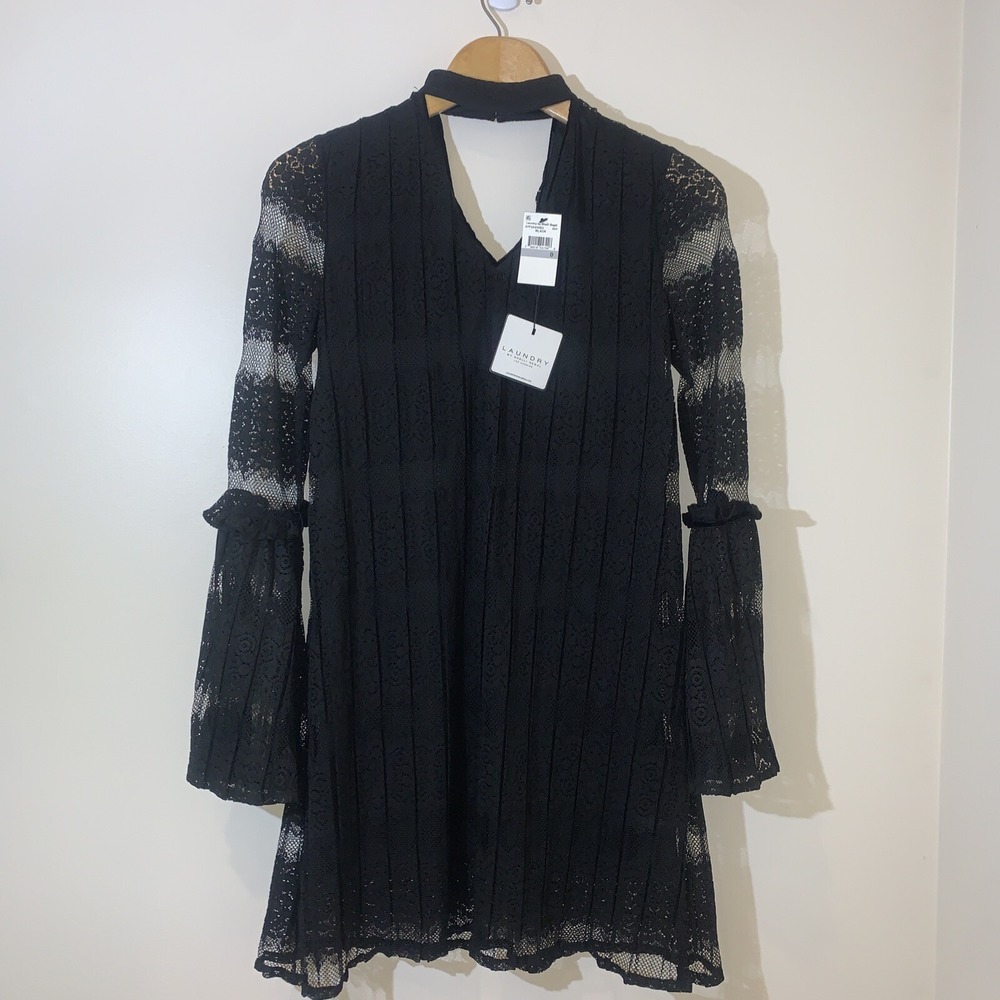 Laundry by Shelli Segal Dress 0 Black Lace Mini Witchy Halloween Whimsigoth